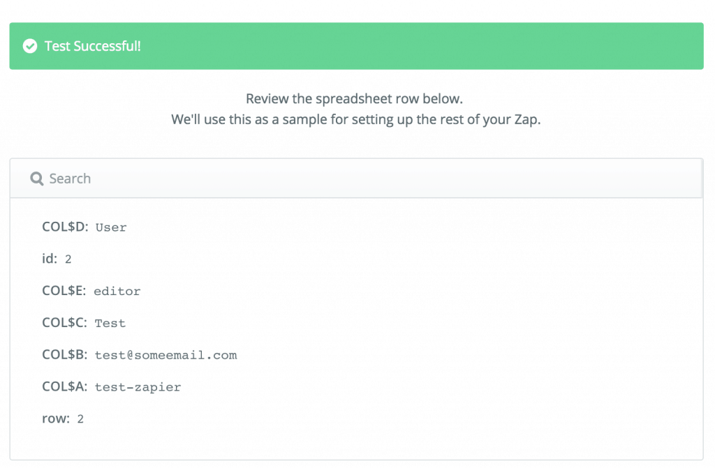 Data received by Zapier trigger application