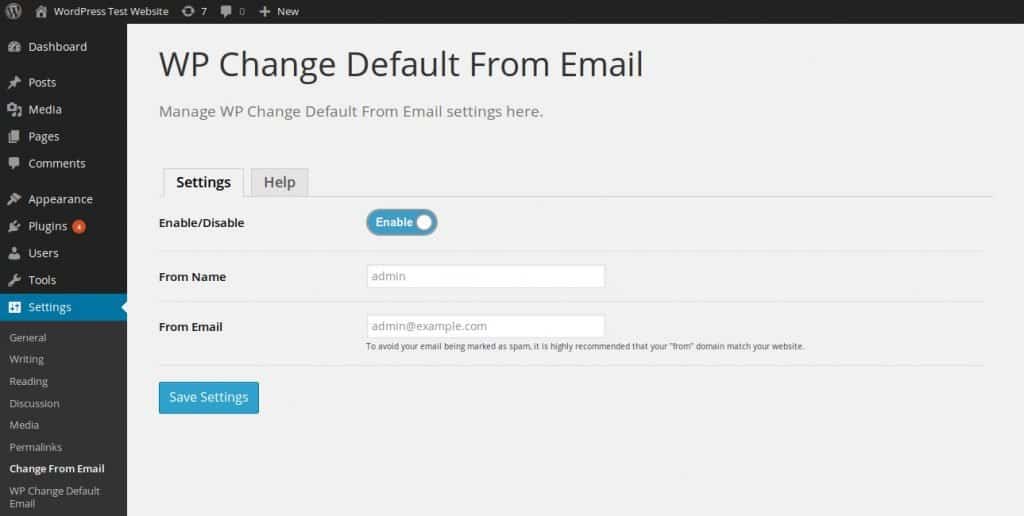 how to change email on wordpress