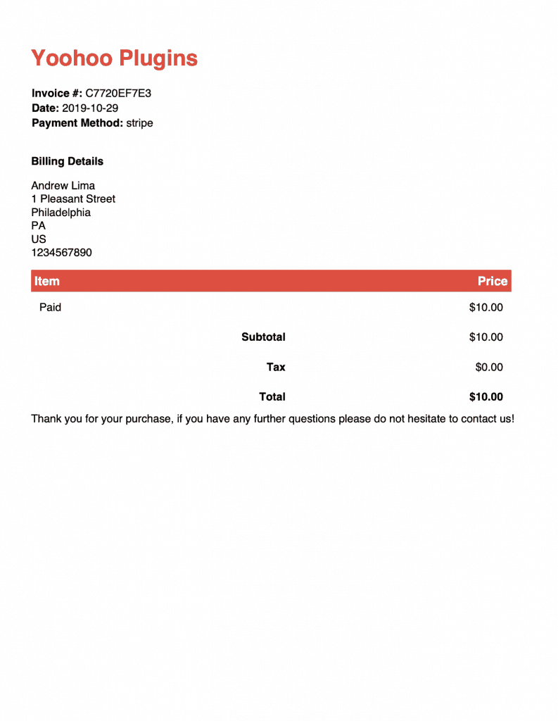 PDF example for generated invoice.