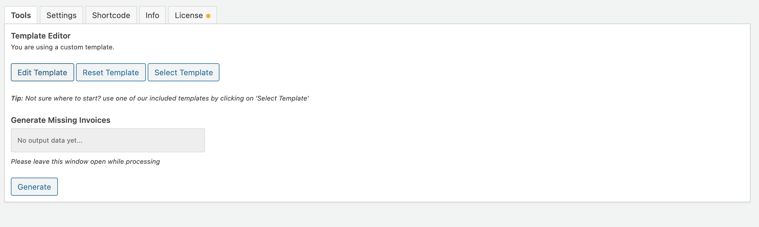 PMPro PDF Invoices tools settings page.
