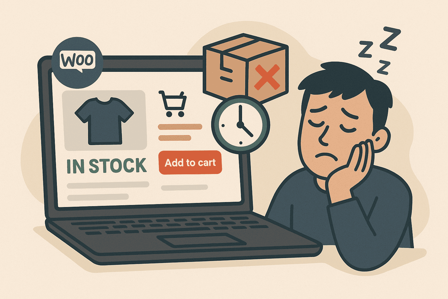 a tired man waiting for a product to be in stock