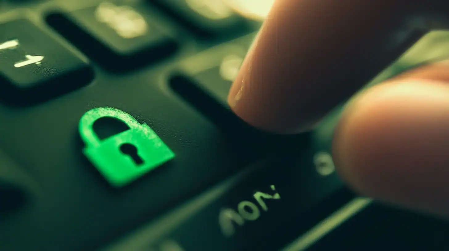 Pressing down on a keyboard with a lock icon