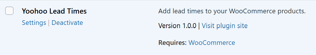 activate Yoohoo lead times for woocommerce plugin