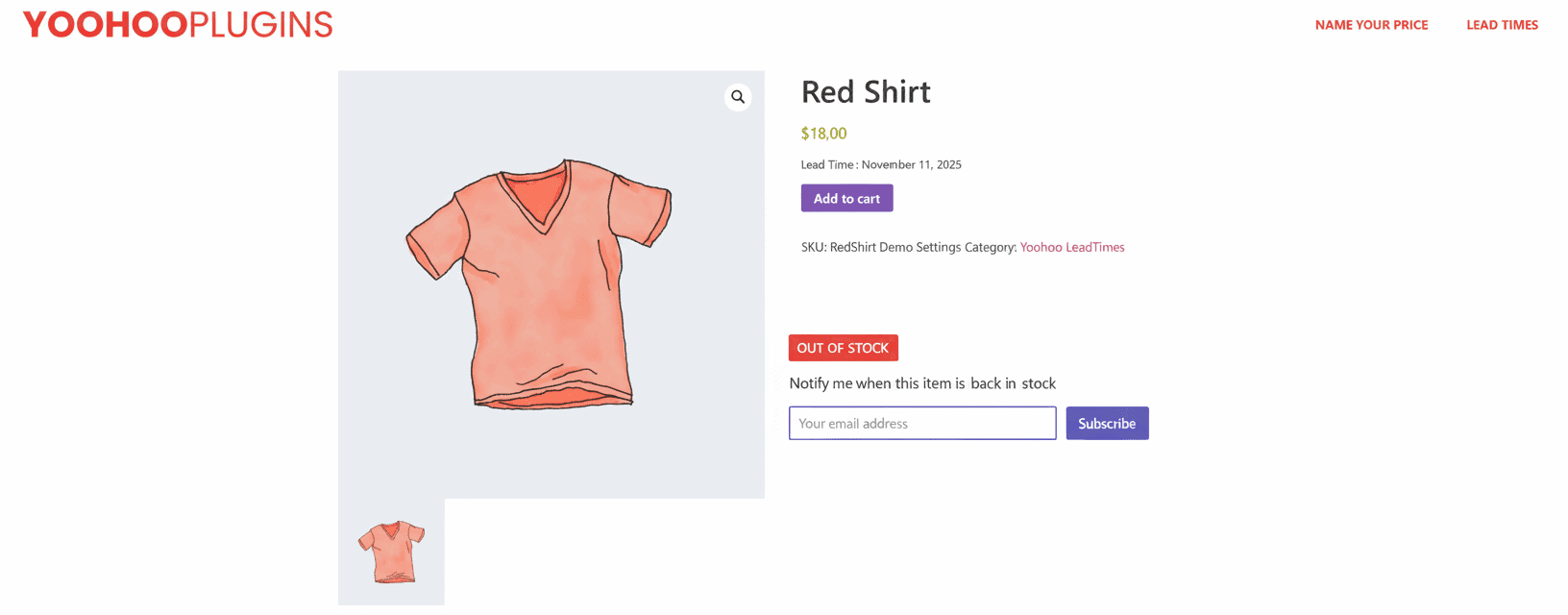WooCommerce back in stock email notification signup form