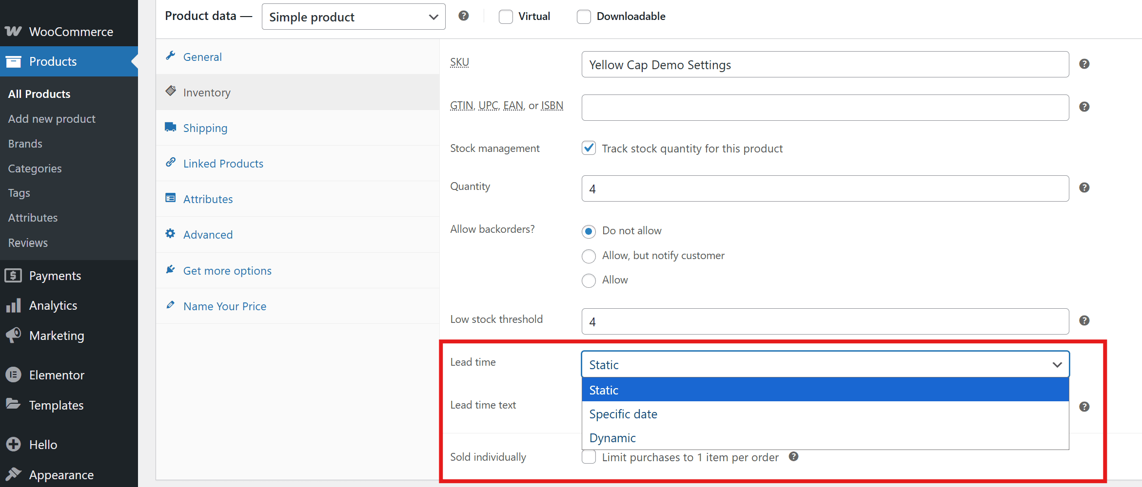 WooCommerce Lead Times plugin settings configuration